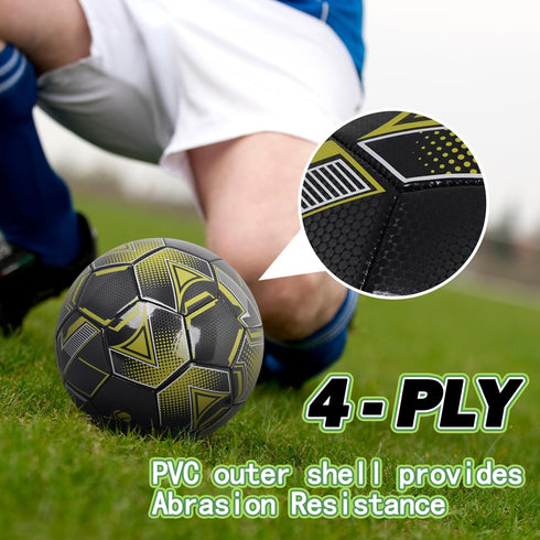 Soccer Ball Size 5 for Unisex Adult Youth, Indoor Outdoor Practice Match, Leather Soccer with Pump