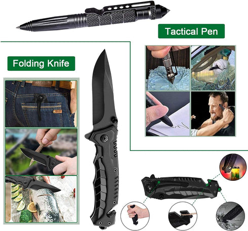 Survival Kit 35 in 1 - First Aid Kit, Survival Gear, Tool Gifts for Men, Boyfriend, Husband, Christmas, Camping, Hiking