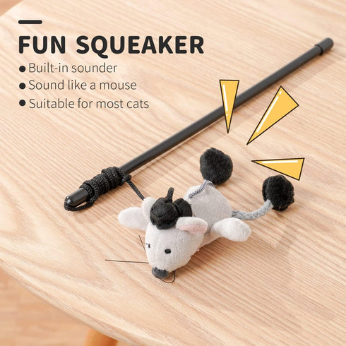PAZ'S GIFT Cat Wand Toy, Cute Mouse Tease Interactive Indoor Toy for Cats, Fun Kitten Play with Chase Movement