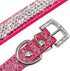 Rhinestone Dog Collar - Cute Dazzling Sparkling Leather Collar for Dog Cat, Crystal Diamond Pet Collar (S:21-27cm, Pink)