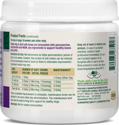 (90 Petnc Hip & Joint Health Supplement for Dogs Chews), Glucosamine Chondroitin MSM Dog Chews with Hyaluronic Acid