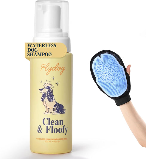Clean and Floofy Dry Dog Shampoo with Glove No Rinse Spray Foam,