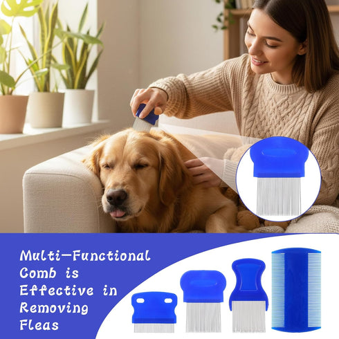 Ocapind 7 Pack Set Dog Cat Grooming Combs Remover Dematting Brush Tool Flea Lice Comb Stainless Steel With Rounded