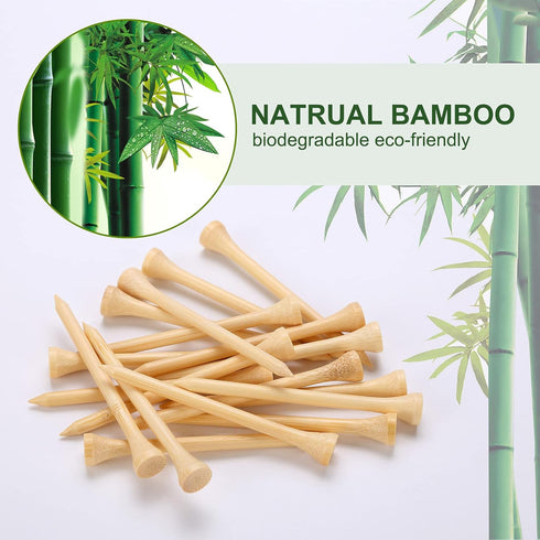 Golf Tees Durable Bamboo Tees - 100Pcs 3-1/4" Biodegradable Material for Reduced Friction and Stable Performance