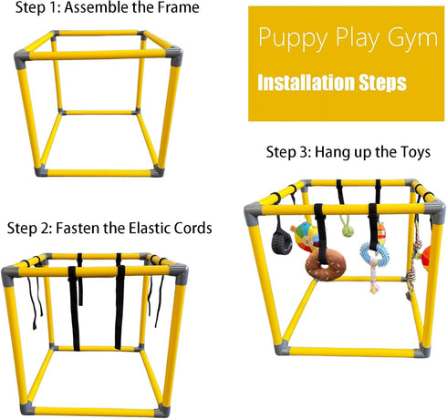 RAOPINGX (L:16.5 16.5 Inch) Puppy Play Gym for Small Breed Dogs, Removable Hanging Toys with Bungee Straps