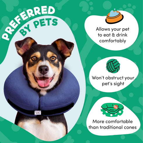 BENCMATE Inflatable Collar for Dogs and Cats - Soft Recovery E-Collar, Medium, Pink, Does Not Block Vision