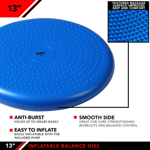 JFIT Inflatable Balance Disc - 13" or 26" Large Wobble Cushion Trainer