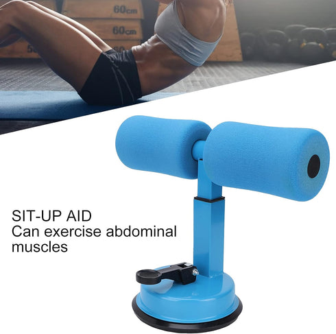 Sit-up Aid Bar for Floor, Portable Adjustable Sit Up Equipment with Foot Holder for Abdominal Muscle Exercise (blue)