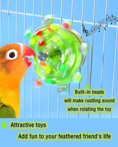 3PCS Conure Toys, Upgraded Bird Rotating Toys Parrot Spinning Toys Parakeet Rattle Toys for Small-Medium Parrots