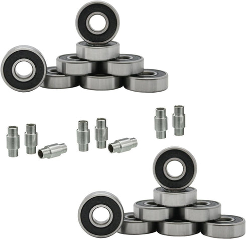 Inline Roller Speed Hockey Bearings Package - 16 Bearings & 8 Spacers Kit (ABEC 9, 7, 5 - Black)