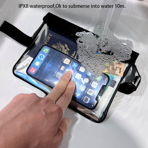 Waterproof Waist Bag with Secret Holder for Phone, Kindle, Wallet, Watch, Passport - Perfect for Beach, Pool (Black)