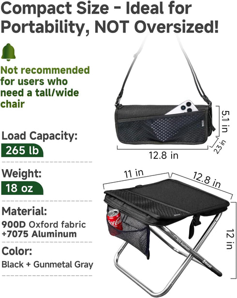 13 inch 2025 Rocalt Camping Portable Stool, Ultralight Collapsible Stool, Ultralight Aluminum Pocket Chair for Adult