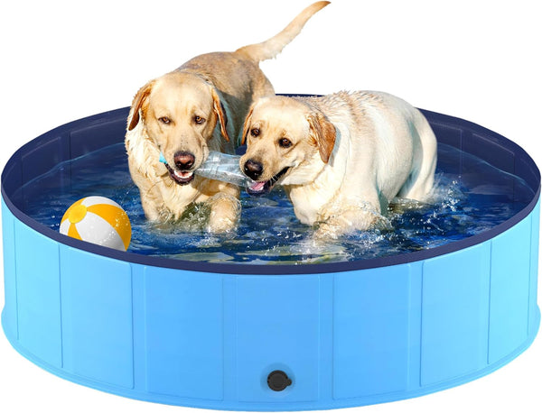 Niubya Collapsible Dog Pool, Portable Hard Plastic Swimming Pool for Pets, Indoor/Outdoor Wading Pool, 48 x 12 Inches