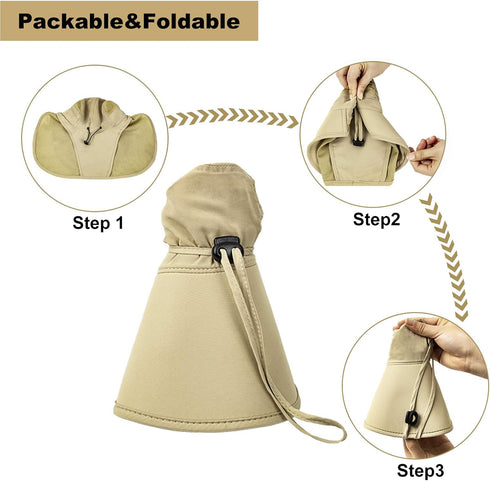 Surblue Wide Brim Sun Hat with Adjustable Neck Flap, UPF50+ Hiking and Fishing Hat for Men and Women
