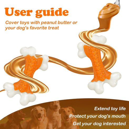 Dog Toys for Aggressive Chewers Large Breed - Tough Bones, Nylon Puppy Teething Chew Toys for Medium Dogs