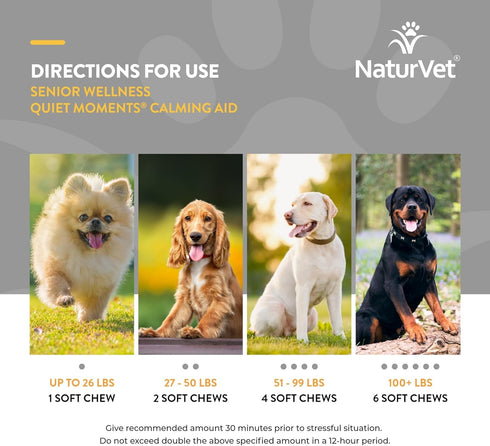 65 NaturVet Quiet Moments Calming Aid Dog Supplement, Helps Promote Relaxation, Reduce Stress, Storm Anxiety, Motion