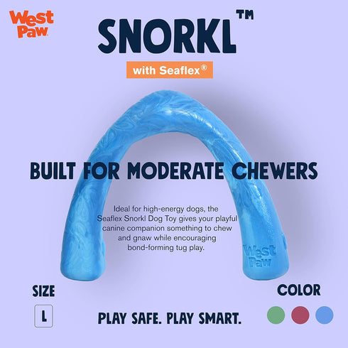 WEST PAW Seaflex Snorkl Dog Tug Chew Toy, 8.25" Large for Moderate Chewers, Made in USA