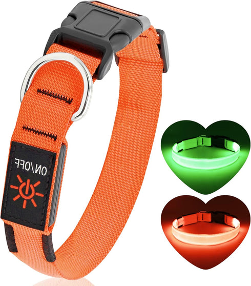 Light Up Dog Collar, Adjustable LED Dog Collar Rechargeable Waterproof for Night Walking, Glow in The Dark for Medium