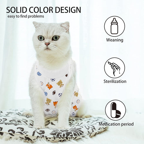 Cat Surgical Recovery Suit - E-Collar Alternative Pajama Suit for Cats and Dogs After Surgery, Home Indoor Pets
