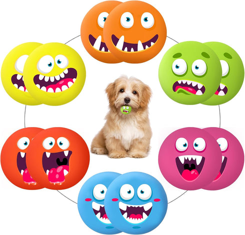 Hungdao 12 Pcs Squeaky Dog Toys Latex Rubber Squeaky Ball Smile Face