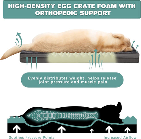 Waterproof Small Dog Bed Crate Pad 24 inch - Washable Orthopedic with Removable Cover, Reversible Foam Dog Beds,