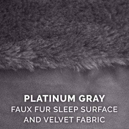 Furhaven Plush & Velvet L Shaped Chaise Replacement Dog Bed Cover, Jumbo Plus (XX-Large) - Platinum Gray, Machine