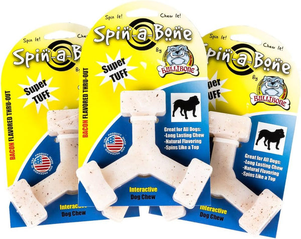 Bullibone Nylon Dog Chew Toy - Spin-a-Bone Interactive Toy that Improves Oral Health