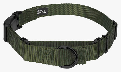 Country Brook Petz Heavy Duty Nylon Adjustable Martingale Dog Collar with Deluxe Buckle for Small Medium Large Breeds