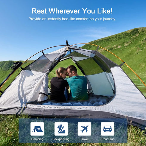 HiiPeak Inflatable Double Camping Mat, Ultralight Sleeping Air Pad with Foot Pump & Pillow for 2 Person