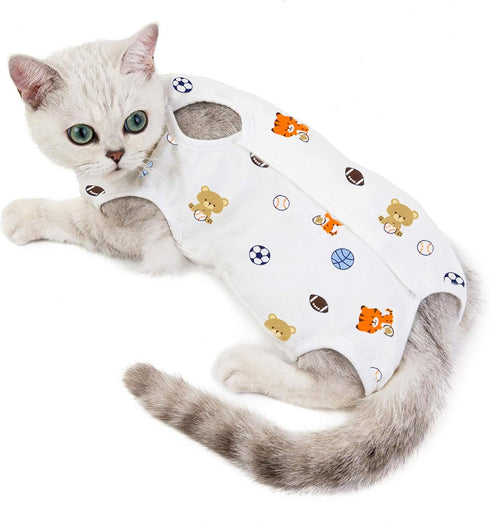 Cat Surgical Recovery Suit - E-Collar Alternative Pajama Suit for Cats and Dogs After Surgery, Home Indoor Pets