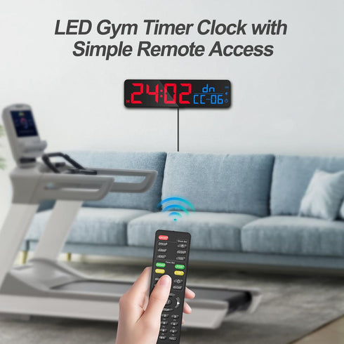 15" Countdown/Up/Stopwatch/12-Level ANJANK Large Gym Timer, LED Digital Wall Clock with Seconds, Timing for Workout