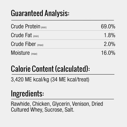 Good ‘n’ Fit Twist Sticks Made with Real Venison, 15 Count, Highly Digestible Rawhide Chews