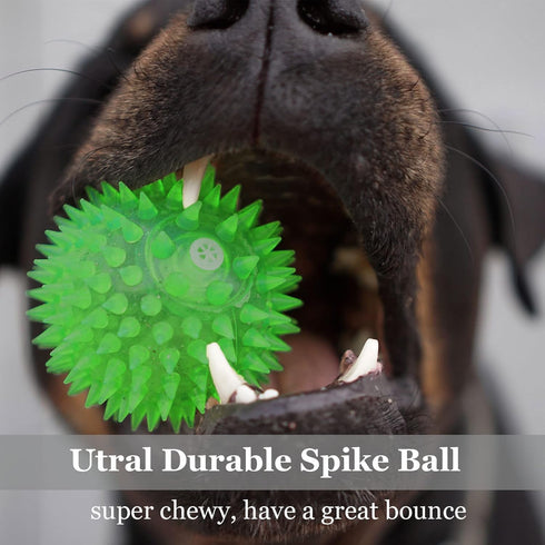 12 Pack Squeaky Dog Toys, Spiky Dog Balls for Dental Health, Squeaker Ball Toys for Aggressive Chewers (S 12PACK)