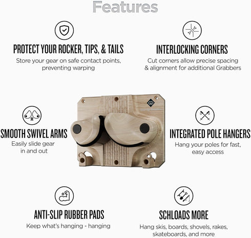 Ultimate Wall Storage Rack for Skis and Snowboards, Damage-Free Storage, Fits Any Ski or Snowboard (Light Wood, 1)