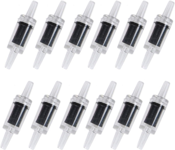 Aquarium Air Tubing Accessories Non-Return Valves, Check Valve for 3/16 '' Fish Tank Air Line (Black, 12 pcs)