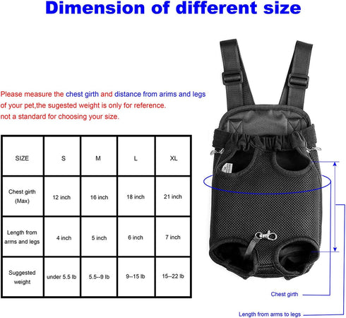 Legs Out Front-Facing Dog Carrier - Hands-Free Adjustable Pet Backpack Carrier for Walking, Hiking, Bike, and