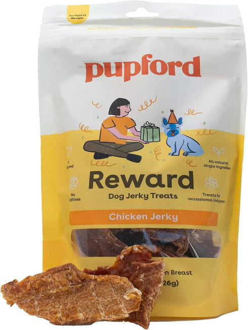 Pupford Crunchy Jerky Treats for Dogs & Puppies, Made in USA, Single Ingredient, No Fillers (Chicken, 4 oz)