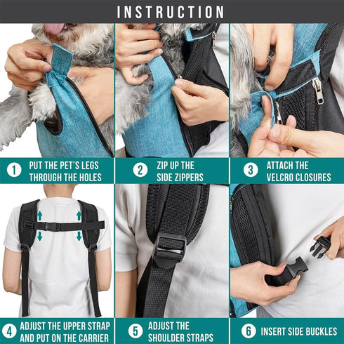 Backpack, Backpack, 5-9 lbs, PetAmi Dog Carrier Adjustable Pet Cat Front Carrier Ventilated Dog Chest Carrier