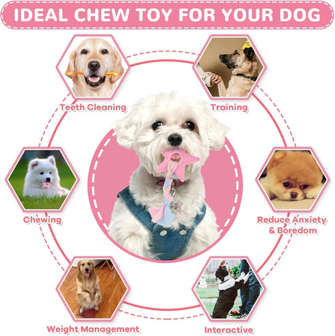 6 Pack Puppy Toys for Teething Small Dogs, Soft Squeaky Chew Toys for Small Breed Cleaning Doggy Teeth