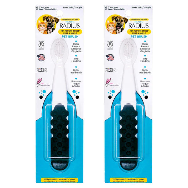 RADIUS Pet Toothbrush, Lush and Plus Soft Bristles, Designed to Clean Teeth