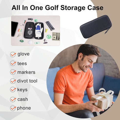 Golf Glove Holder Case with Removable Glove Shaper - Portable Accessories Organizer for Men & Women Golf Caddy