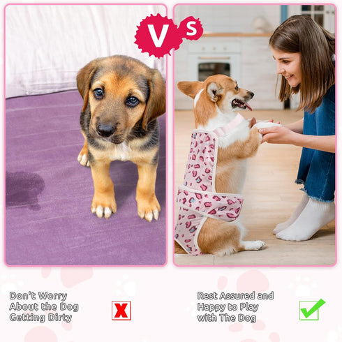 2 Pcs Dog Diaper Suspenders Female, Washable Dog Panties for Dogs in Heat with Cute Leopard Print, Escape Proof Dog