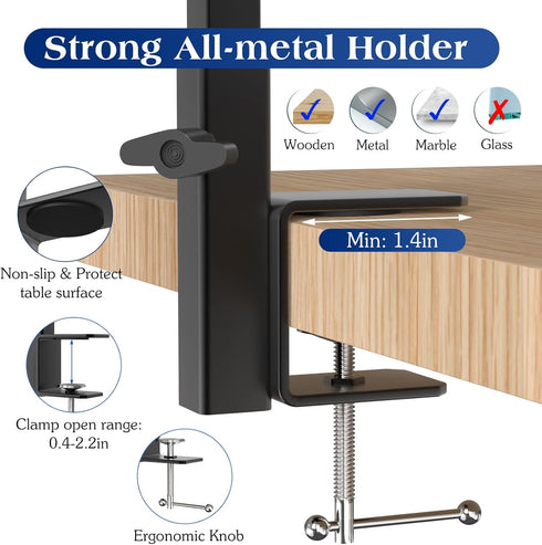 Pawaboo Dog Grooming Table Arm with Clamp, 35" Dog-Grooming-Arm, Foldable for Small Medium Pets, Free No Sit Haunch