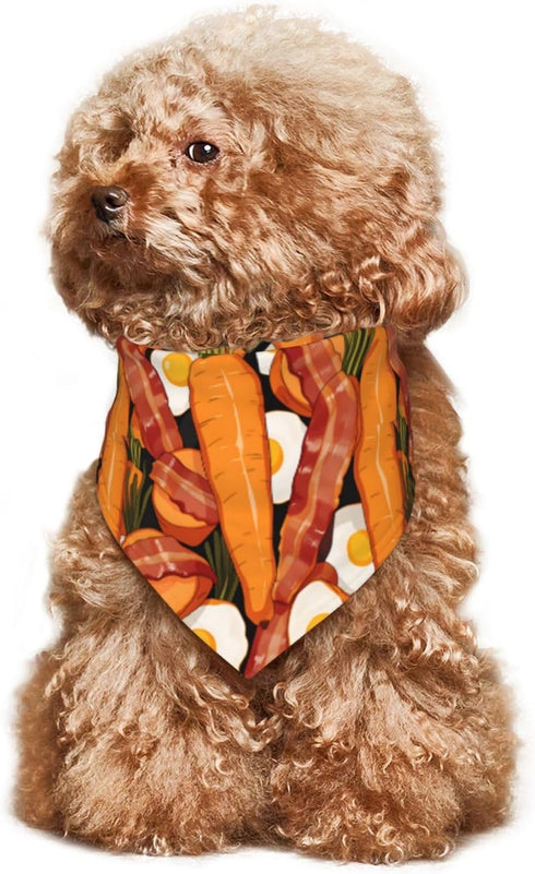 Generic Carrot Egg& Bacon Medley Pet Triangle Bandana for Dogs Cats, Polyester Pet Scarf Fashion Pet Decoration