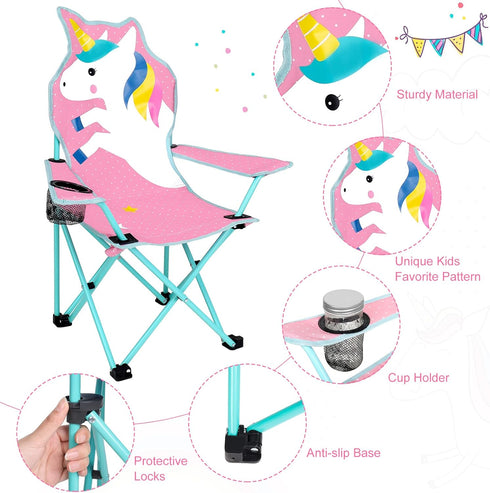Kids Outdoor Folding Chair with Cup Holder - Fun Camping Chair for Children