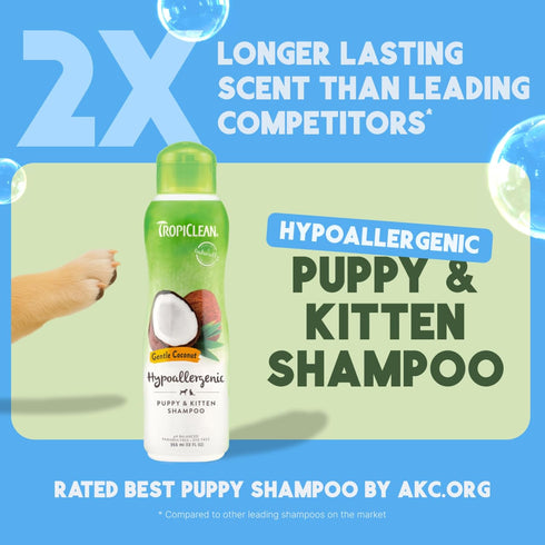 20oz TropiClean Gentle Puppy Shampoo, Dog Shampoo for Allergies & Sensitive Skin, Made in USA, Gentle Coconut Scent