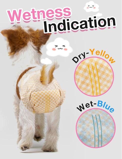 Dono Disposable Dog Diapers Female with Wetness Indicator, Disposable Doggie Diapers for Dogs in Heat, Super Absorbent