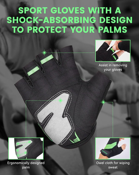 Breathable Workout Gloves for Weight Lifting, Gym & Cycling Lightweight Fingerless Training Gloves with Enhanced Grip