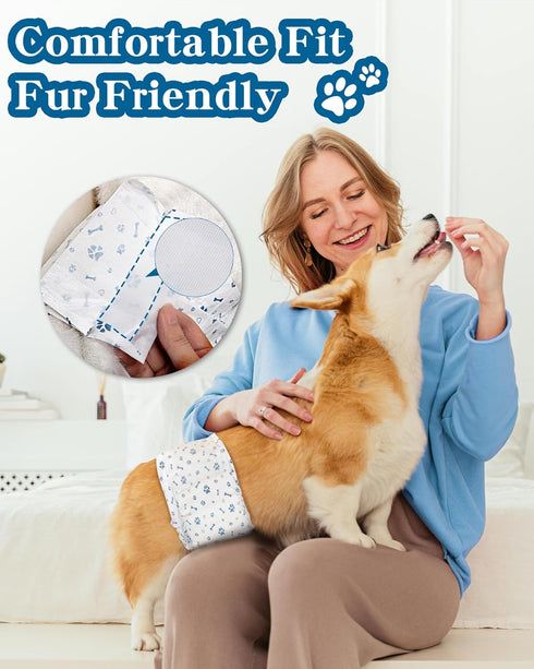 Apupmeo 20) Dog Diapers Male Wraps, Disposable Male Dog Diaper, Super Soft Absorbent Doggie Diapers for Boy Dogs