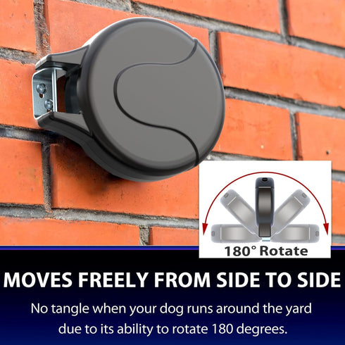 30ft Wall Mount Retractable Dog Tie Out Cable for Small to Large Dogs, Wall Mounted Lead for Yard/Garden